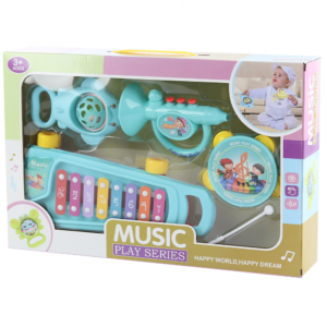 ערכה מוזיקלית התפתחותית קסילופון על גלגלים - כחול