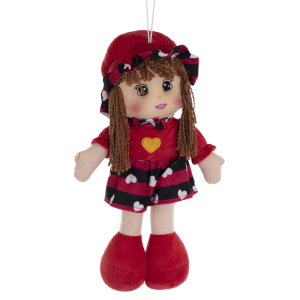 בובה מבד בינונית - אדום/שחור