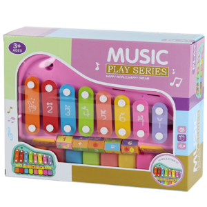 קסילופון פסנתר מספרים ופירות מסתובבים ורוד