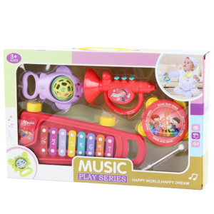 ערכה מוזיקלית התפתחותית קסילופון על גלגלים - ורוד